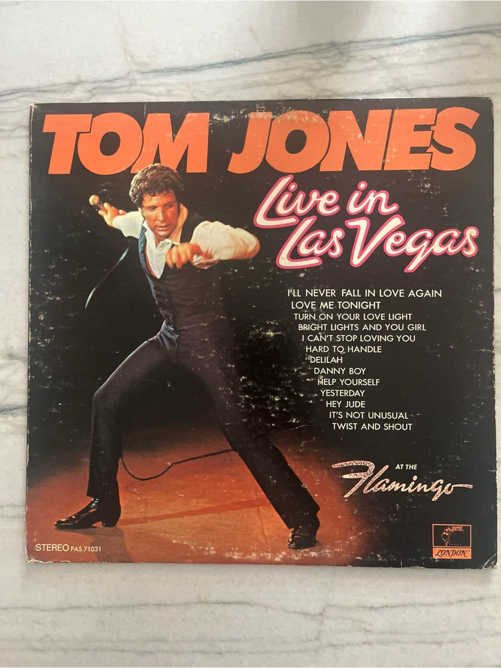 Tom Jones Live in Las Vegas 1970s vinyl record